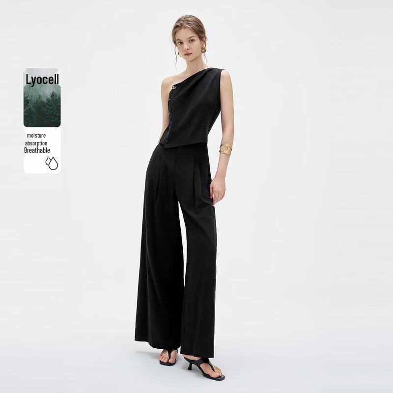 ELLE Women s Modern Asymmetrical Shoulder High-Waist Jumpsuit XL