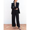Double Breasted Suit with Padded Shoulder Outwear 2129095 Pleated Wide Leg High Waist Casual Trousers 2125095