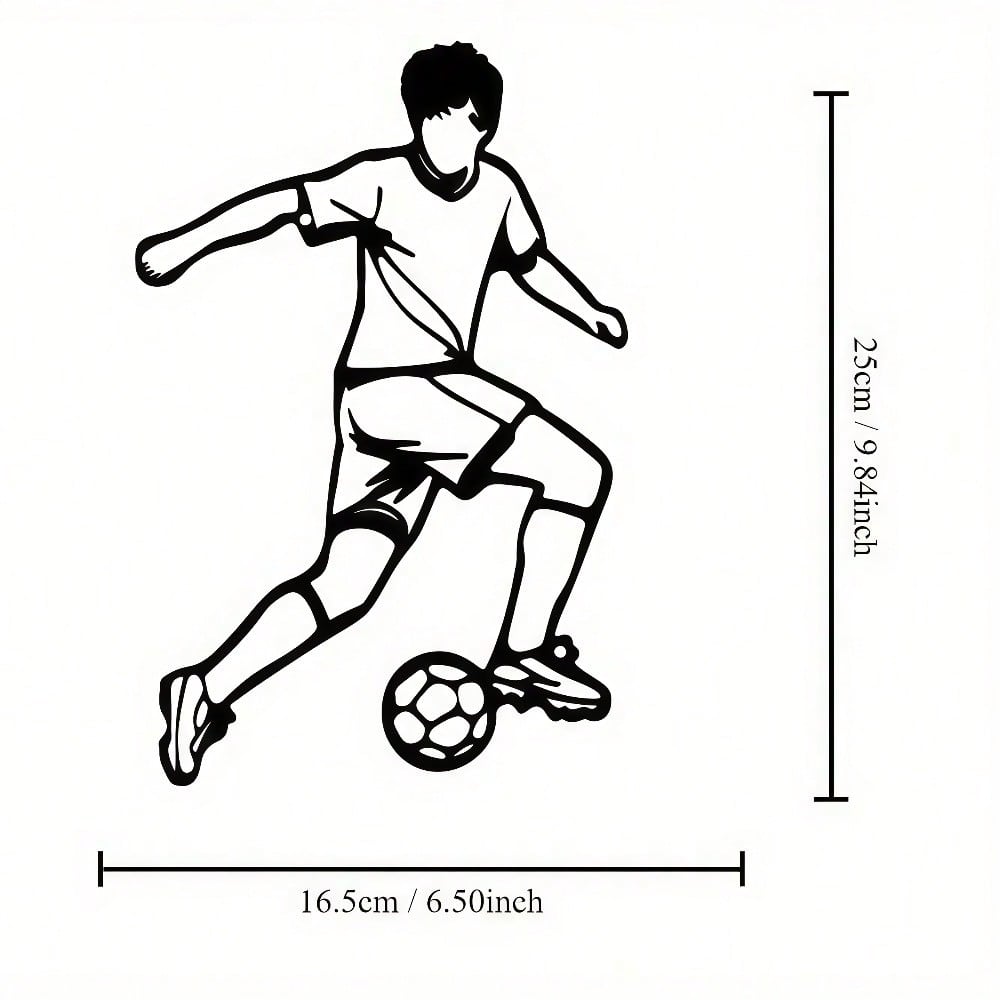Soccer Boy Metal Wall Decor Sports Theme Indoor Outdoor Metal Art Gift