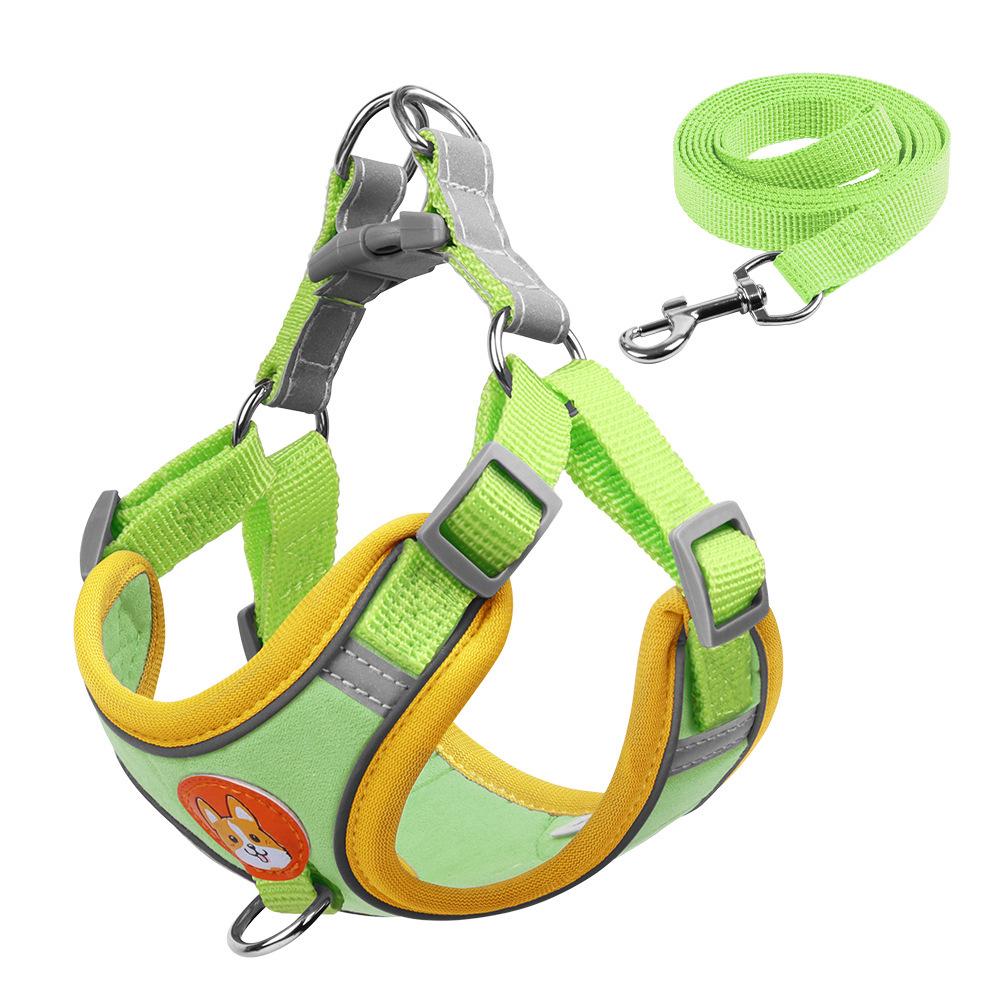 Reflective Vest-Style Dog Harness & Leash for Small Breeds Extra Large