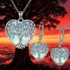 Moonstone Earring & Necklace Set - Heart Tree of Life, Luxurious European & American Style for Women