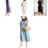 Luxurious Cotton Loose And Thin Dress For Women With Short Sleeves And Round Neck