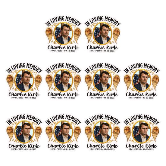 10Pcs Commemorative Charlie Stickers Patriotic Vinyl Decals USA Flag Laptop Decal for Car Water Bottle Vehicle Window Decals