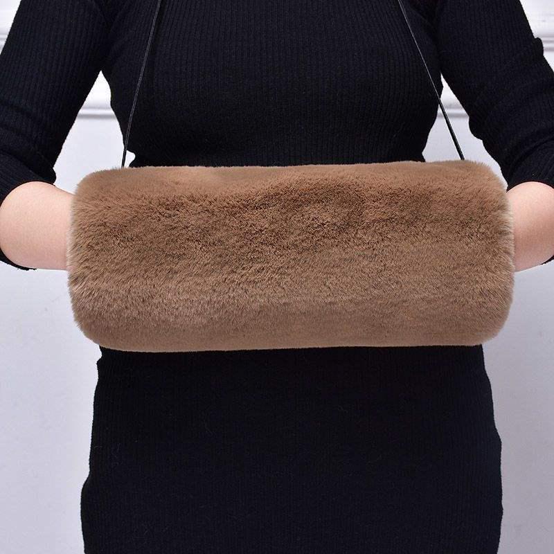 Cozy Faux Fur Muff Sleeve Hand Warmer - Winter Plush Tube Glove