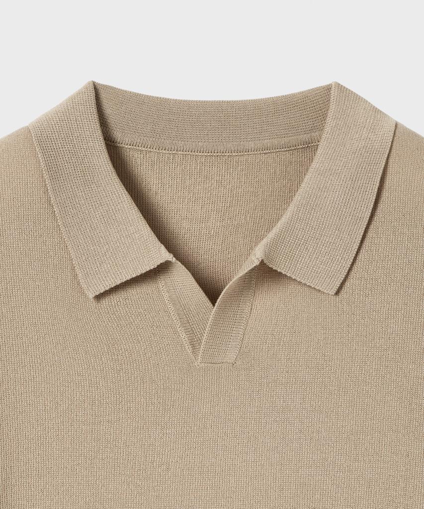 Non Blank Cool Touch Half Sleeve Collar Knit_Beige