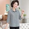 Stylish Seven-Sleeve Printed Summer Shirt for Middle-Aged and Elderly Women