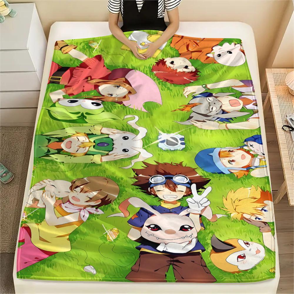 

1PC Digimon Adventure Print Flannel Blanket, High quality All Seasons, Home Decor, Warmth and Comfort, Perfect for Christmas Gifts 80cm x 120cm