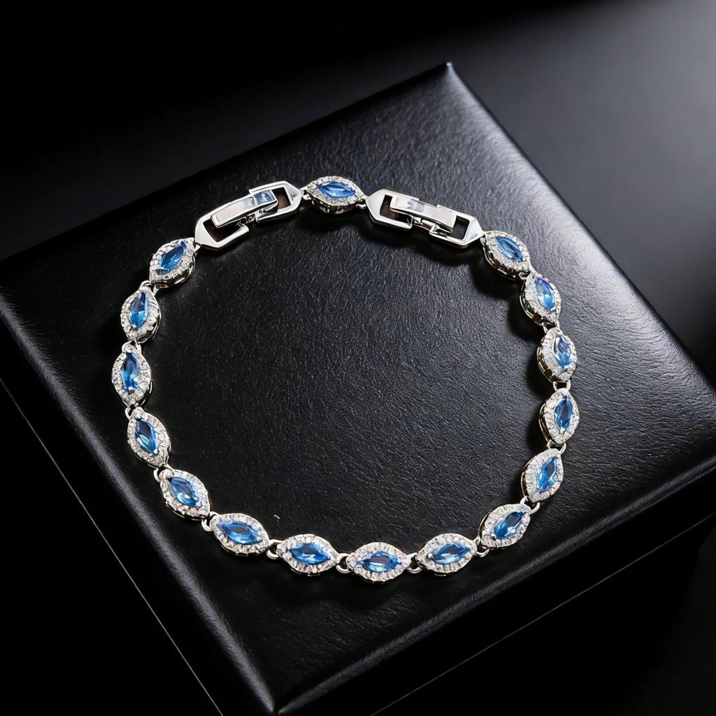 Elegant Ruby & Sapphire Marquise Bracelet - Simple Red Corundum Design
