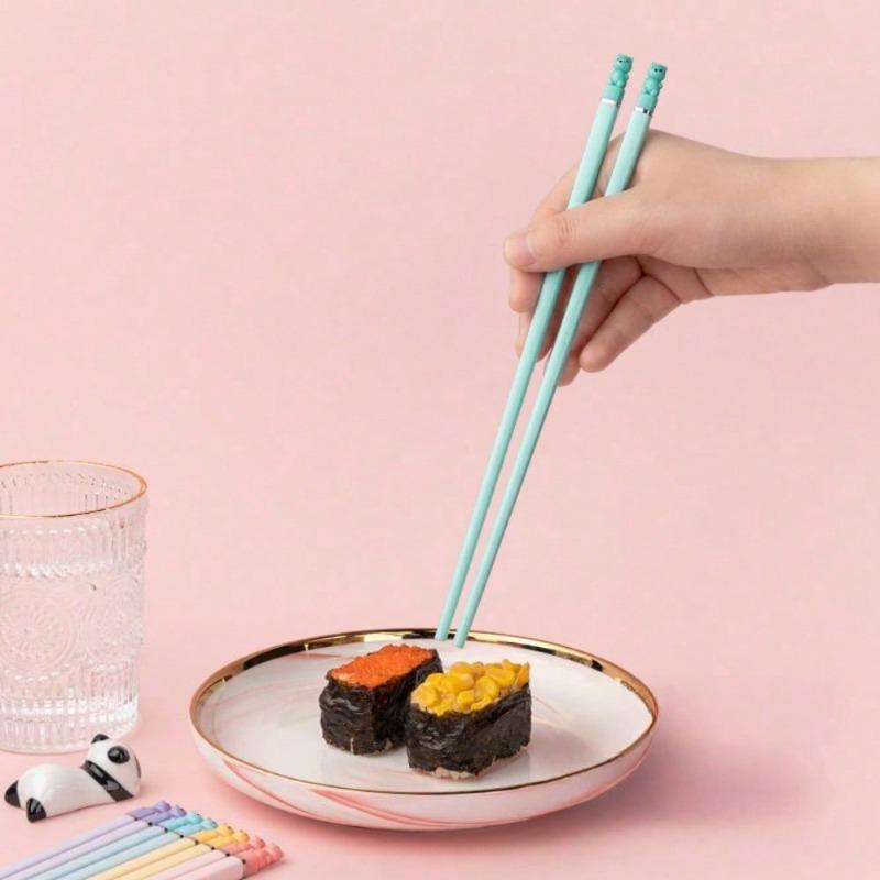 Reusable Chopsticks with Wheat Straw Handle Portable Travel Utensils for Sushi Noodles and Easy Cleaning Non-Slip Metal Design