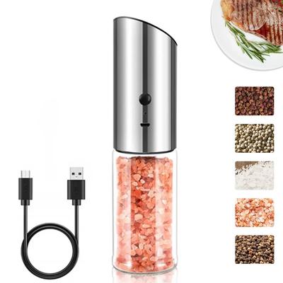 USB Rechargeable Electric Gravity Salt and Pepper Grinder with Adjustable Coarseness Automatic Pepper and Salt Mill