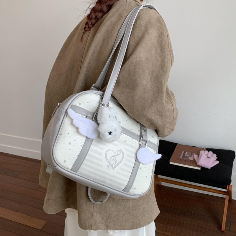 Carto Star Batoh Andělská křídla Hudební nota Módní Taška přes rameno Korejský styl Zipová Taška Tote Y2k Styl Dojíždějící Taška pod paži
