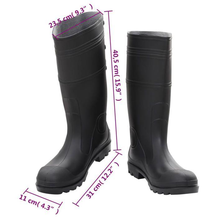 VidaXL Bottes de pluie noir taille 38-46 PVC