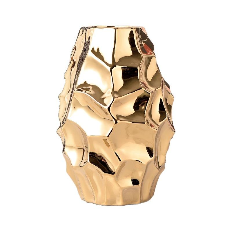 Simple Modern Fashion Electroplating Gold and Silver Ceramic Vase Home Soft Decorative Crafts Ornaments Living Room Ornaments