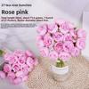 27-head Artificial Flower Bouquet of Tea Rose and Peony, Artificial Flower Photography Prop, Bride's Hand Bouquet, Home Decoration