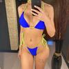 Splicing Halter Mini Thong High Cut Bikini Women Swimwear Female Swimsuit Two-Pieces Bikini Set Bather Bathing Suit Swim