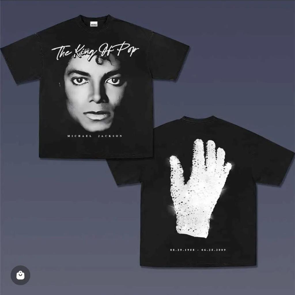 Michael Jackson Vintage Tričko s poctou Unisex a Dámské Letní Bavlněné Oblečení Y2K Ležérní Móda Tričko s kulatým výstřihem a krátkým rukávem