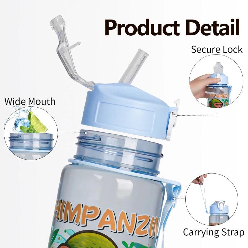 750ml Cartoon Straw Cup Water Cup Leak-proof Convenient To Carry Suitable For Sports Outdoors Gym Large Capacity Cute Plastic Water Cup