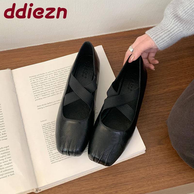 Fashion Fashion Elastic Band Women Flats With Shoes Square Toe Casual Female Footwear Shallow Ladies Ballet Flats Shoes New