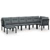VidaXL Salon de Jardin 7 pcs, Ensemble de Meubles de Terrasse, Mobilier d'Extérieur, Chaise de Patio, Moderne, Noir et Gris 3187760