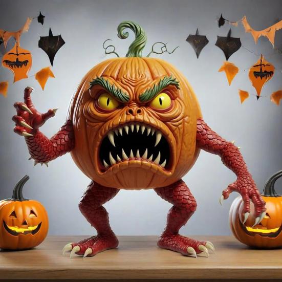 Pumpkin Evil Figurine Spooky Resin Halloween Tabletop Decoration for Home Office Desk Decor Halloween Party Supplies