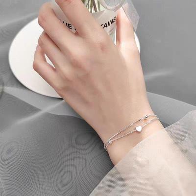 Gekreuztes Herz Doppelreihiges Damenarmband - Einfacher Mori Stil Schmuckgeschenk für Freundin oder beste Freundin