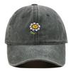 Korean Style Sunflower Embroidered Cotton Baseball Cap with Sun Protection