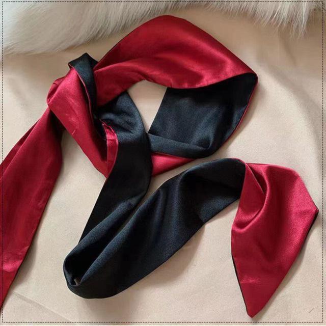 Silk Satin Ribbon Blindfold Eye Mask - Sexy and Decorative Accessory Black