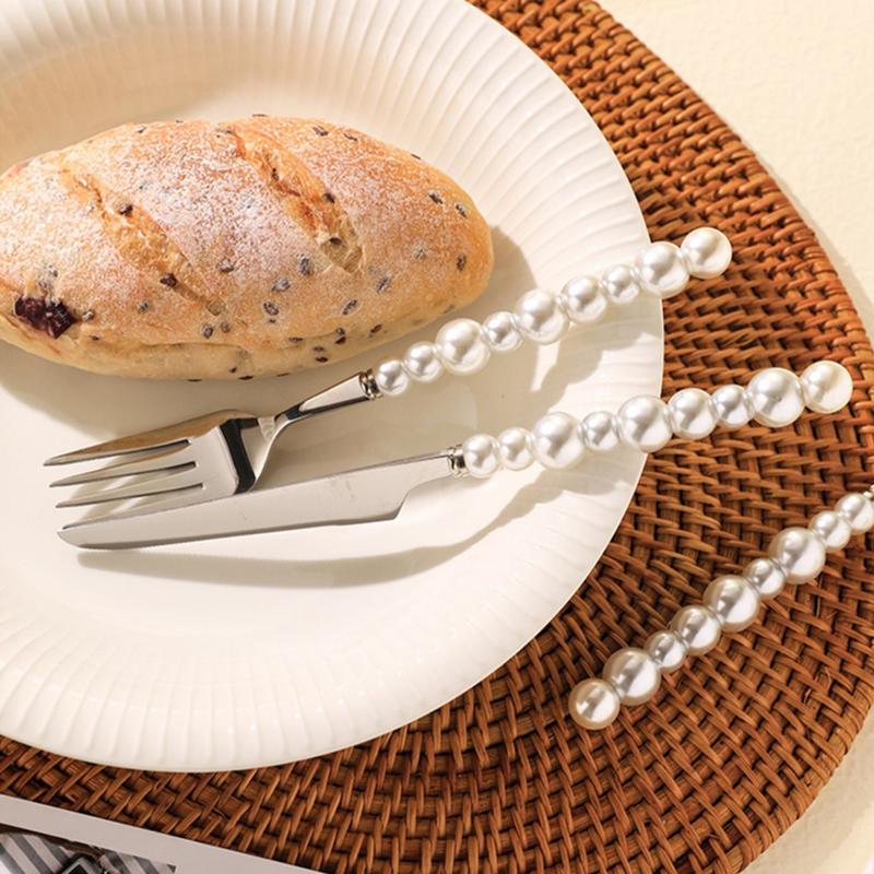 Europe Silver Fashion Pearl Cutlery Set 18/10 Stainless Steel Creativity Gift Flatware 304 Knife Fork Spoon