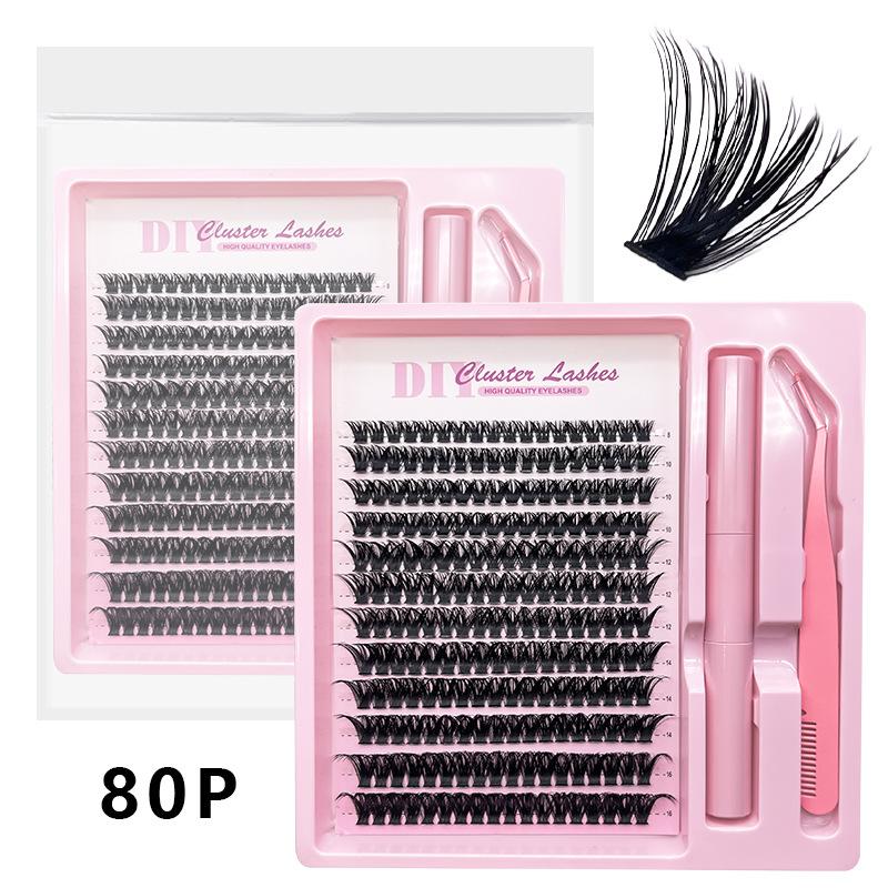 30D40D100D Segmented False Eyelashes Natural Dense Curled Single Cluster Self-Adhesive Eyelash Set