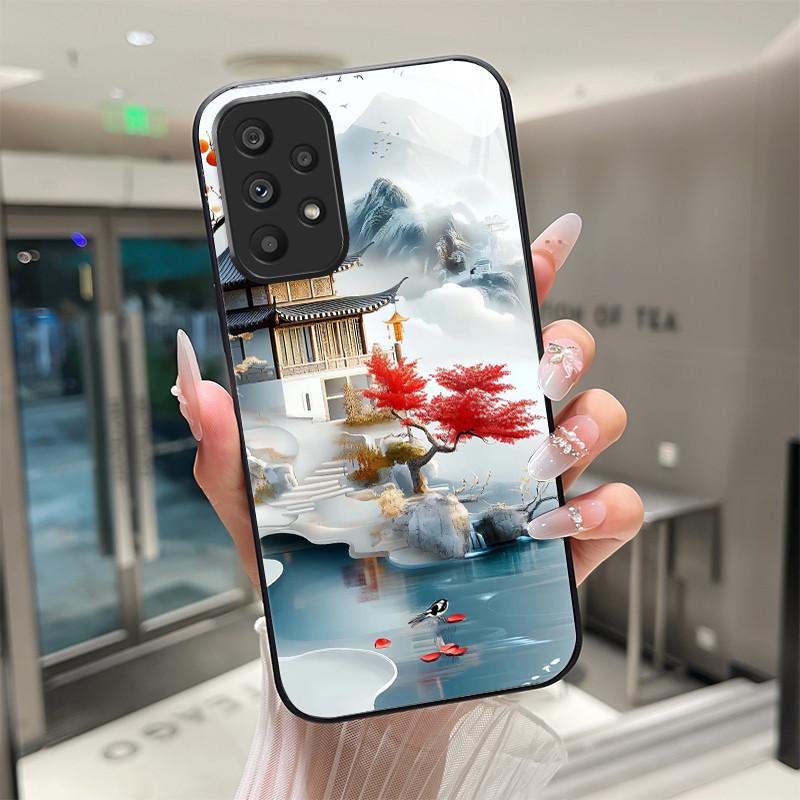 Süße Cartoon-Katzen Blumen Hülle Für Samsung Galaxy A52 A52S A72 4G 5G Gehärtetes Glas Handyhülle Schutzhülle Rückseite Hartschale
