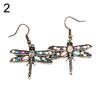Bohemian Women Butterfly Dragonfly Rhinestone Charm Hook Earrings Jewelry Gift