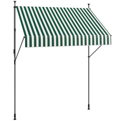 Markise 2x1,2 m mit verstellbaren Stützen und Kurbel, aus Aluminium, Metall und Polyester, Grün und Weiß