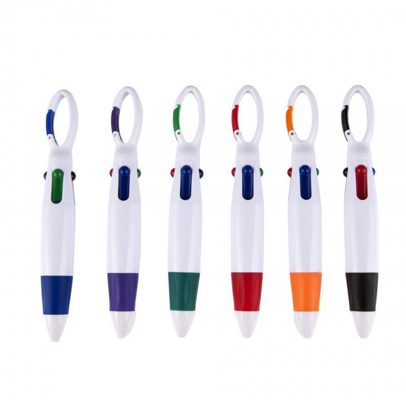 Morandi Color Student Daily 4-Color Ballpoint Pen with Carabiner