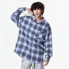 New Japanese Mid-length Shirt for Spring, Men's Fashionable Casual Plaid Shirt