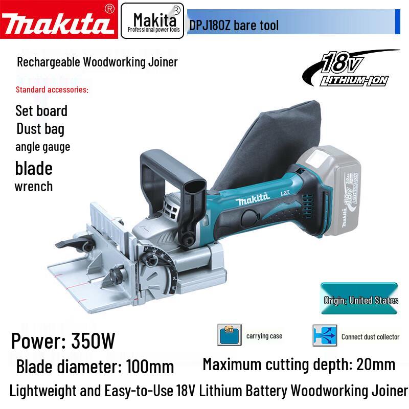 

Makita DPJ180 18V Cordless Wood Joiner CN plug (adapter included)