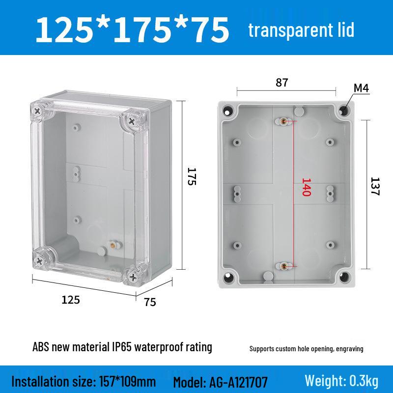 Outdoor Waterproof ABS Power Supply & Monitoring Socket Box with Wiring Terminal & Button