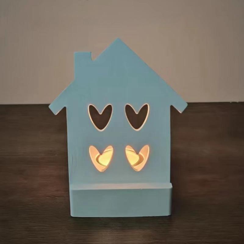 Love House Candle Holder Mold with Base for Making Candle Holder Tealight Holder Decorations Gypsum Ornament