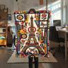 Paris Eiffel Tower Print Flannel Blanket, High quality Comfortable for All Seasons, Home Decor, Warmth and Comfort, Perfect for Christmas Gifts93