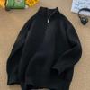 Men's Lapel Polo Wool Sweater - Autumn/Winter 2024 Loose Fit, Solid Color, Casual Knitwear