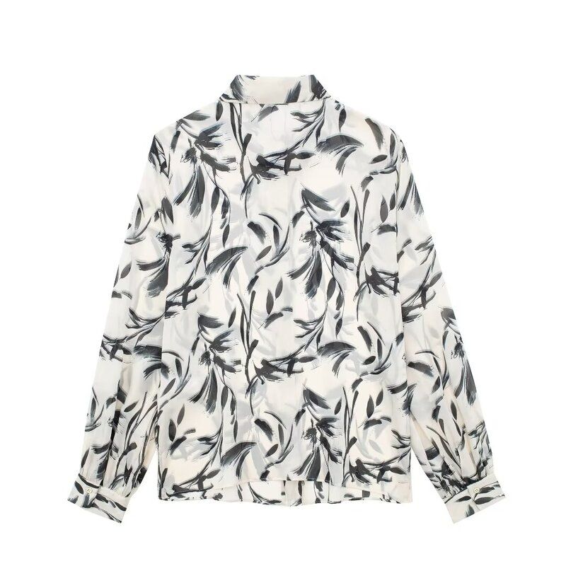 Fashion Style 2023 Autumn and Winter New Arrival Women's Clothing Temperament Wild Flower Print Shirt 9343294 070