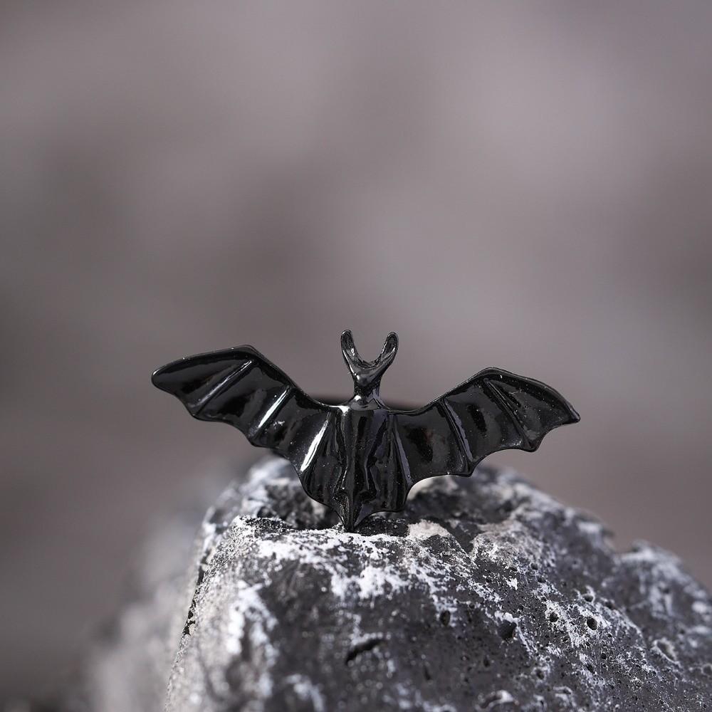Shiny Rhinestone Spider Web Heart Ring Dark Fashion Halloween Opening Ring Gothic Bat Ring  Party