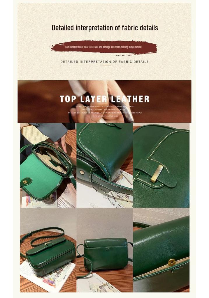 Women's Genuine Leather Crossbody Bag – 2025 Style, Cowhide, High-Grade Texture, Large Capacity, Small Square, Single Shoulder for Commuting.
