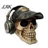 Personalized Trendy Gifts Hip-hop Headphone/Steampunk Skull Figurine, Resin Skeleton Statue, Vintage Desktop Spooky Decorations Ornament for