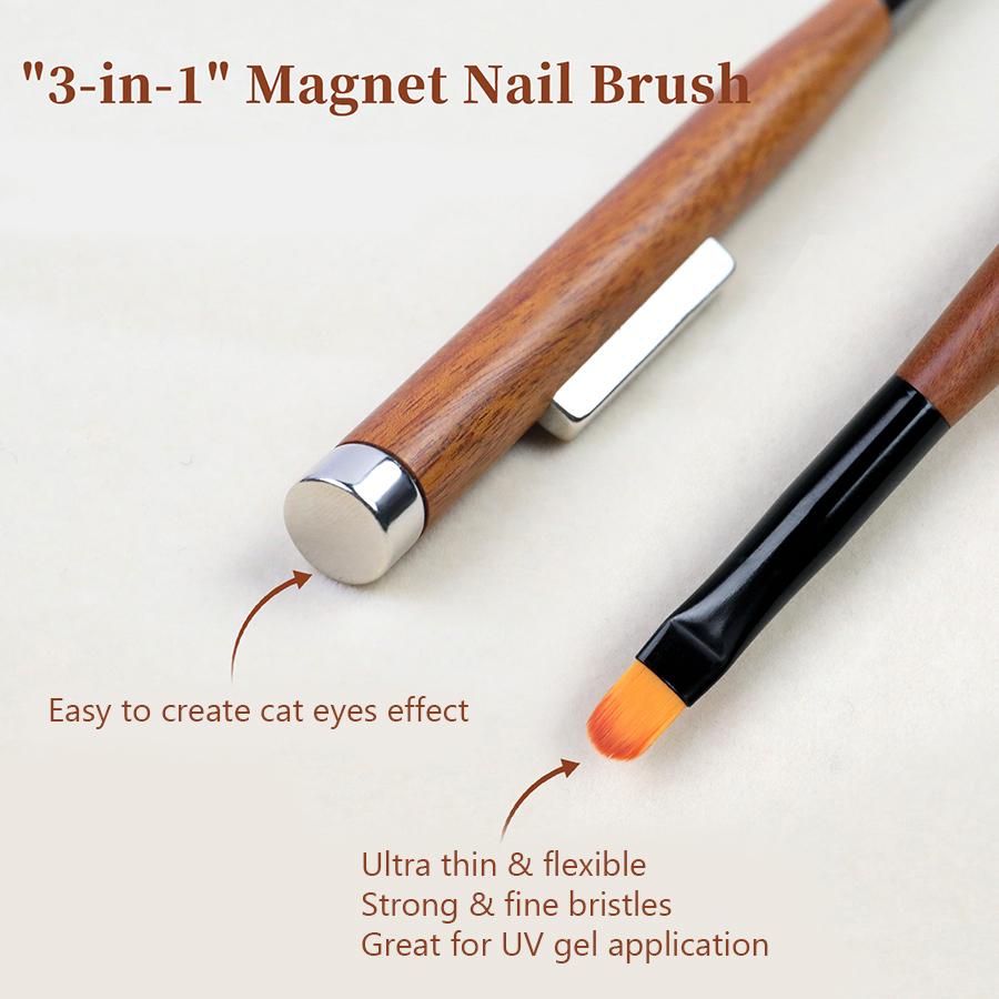 3 In 1 Magnetic Light Therapy Pen, Dual-Ended Gel Nail Brush with Magnet for Cat Eye Gel Polish for Nail Manicure Designs