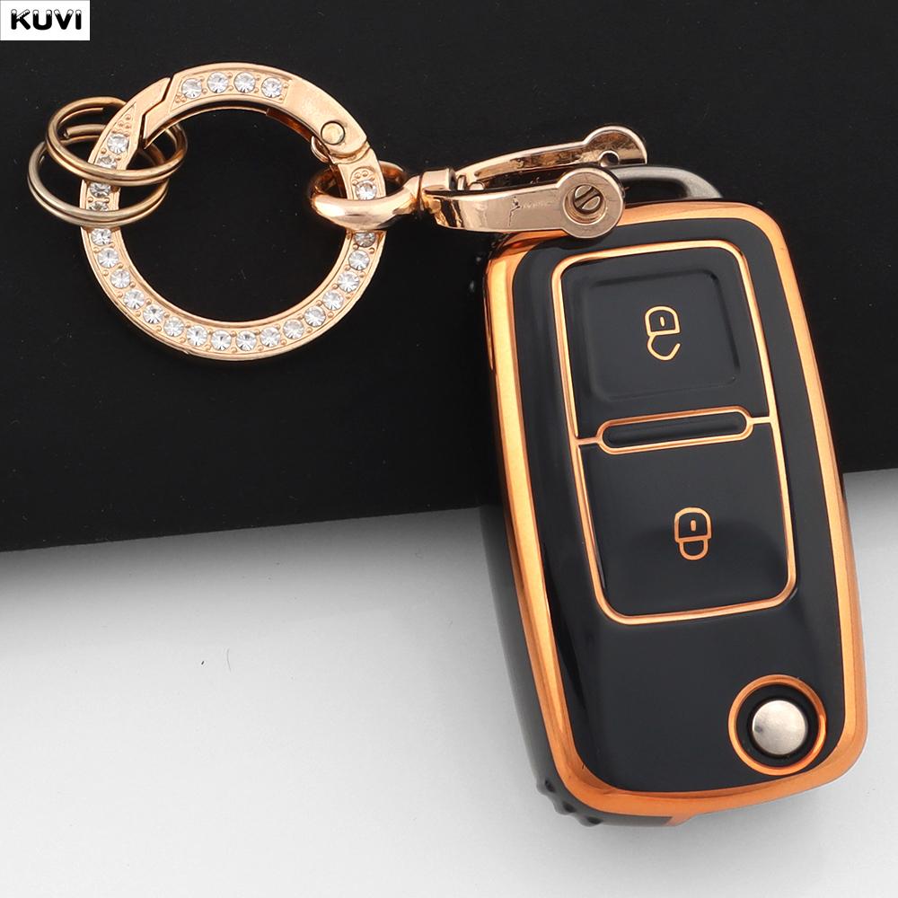 Coque de protection en TPU à 2 boutons pour clé de voiture Pour VW Volkswagen Amarok Polo Golf 4 5 6 MK4 Bora Jetta Altea Alhambra Passat B5 B6 B7