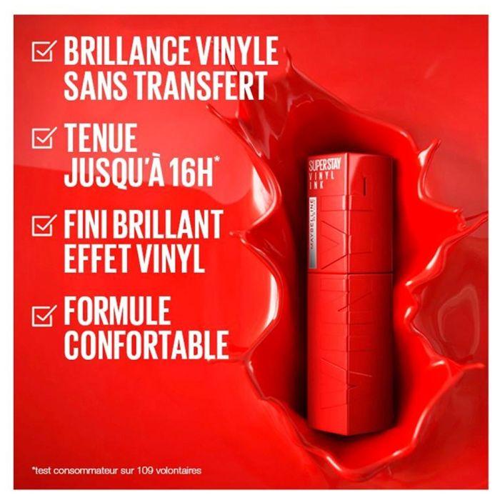 Rouge à lèvres - Maybelline New York - Superstay Vinyl Ink - 40 Witty - Violet - Effet Vinyl