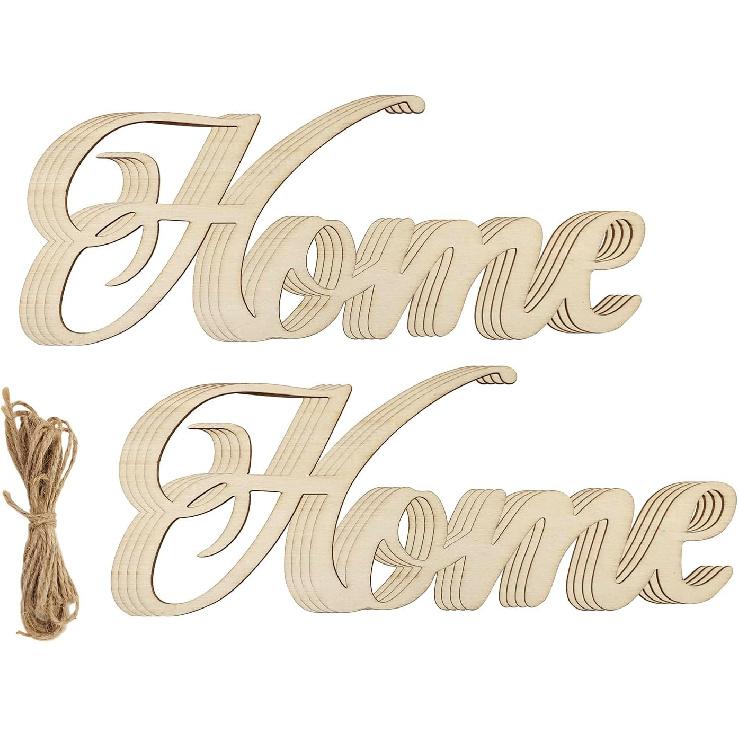 8 Pack Wood Home Cutouts Unfinished Wooden Home Hanging Ornaments DIY Home Craft Gift Tags for Thanksgiving Christmas Home Party Decoration Craft