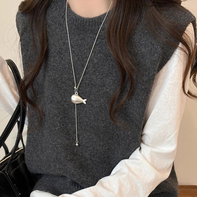 

Simple Long Pull-Out Small Fish Pulling Adjustable Necklaces Luxury Elegant Versatile Necklace Jewelry Accessories Gifts