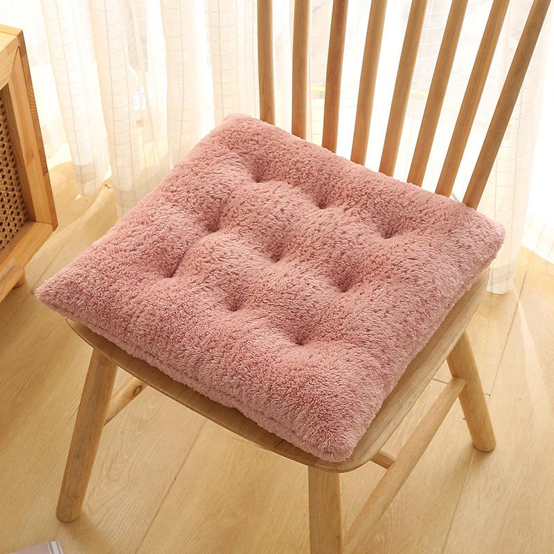 Warm Mats Chair Cushions Luxury Short Plush Dining Chair Cover Soft Mats Anti-Slip with Ribbon