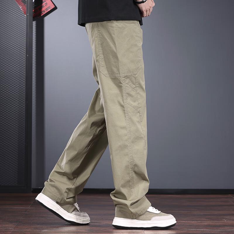 Men's Spring Summer Loose Straight-Leg Workwear Casual Pants